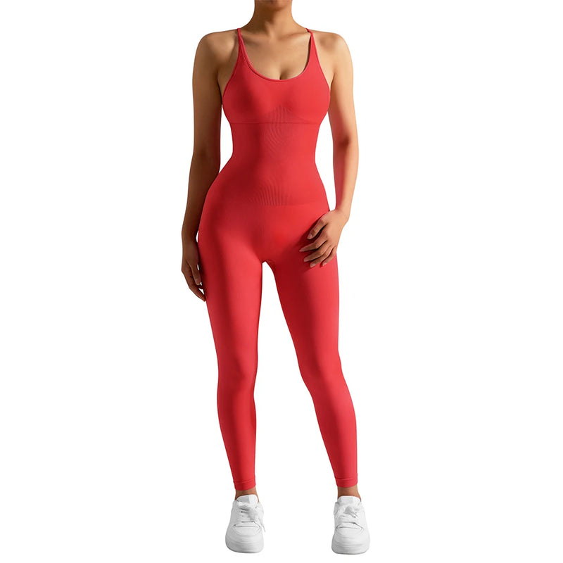 Macacão Fitness Feminino Cintura Modeladora – Alças Cruzadas e Efeito Levanta Bumbum