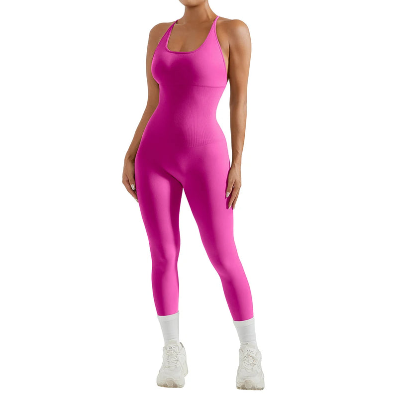 Macacão Fitness Feminino Cintura Modeladora – Alças Cruzadas e Efeito Levanta Bumbum