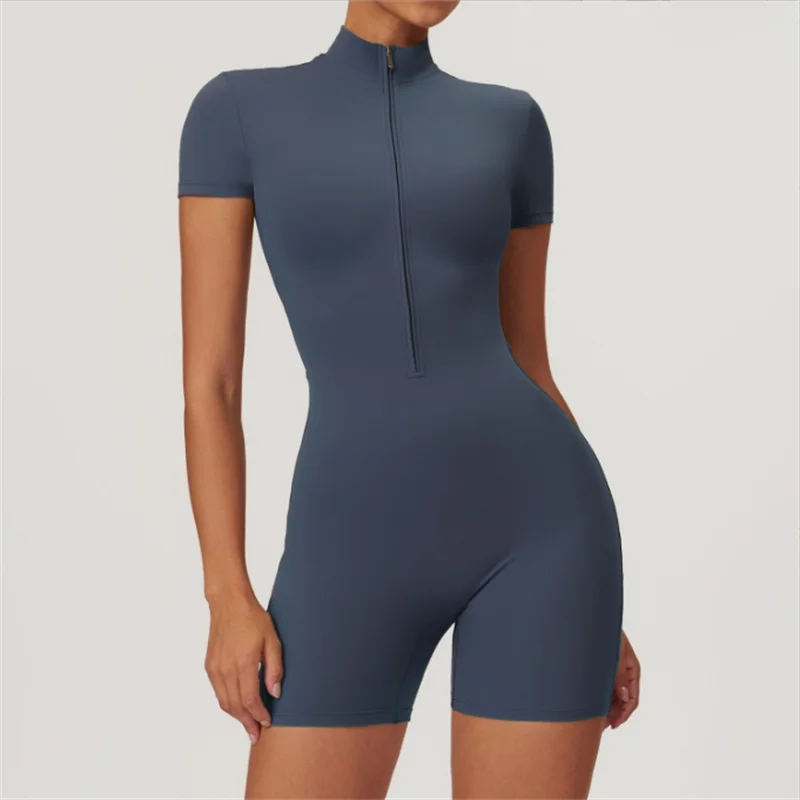 Macaquinho Fitness Feminino com Zíper Frontal – Modelagem Justa